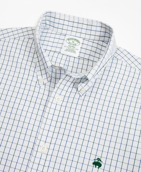 Stretch Milano Slim-Fit Sport Shirt, Non-Iron Windowpane