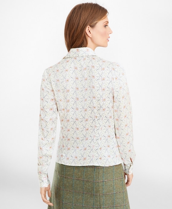 Floral-Print Silk Satin Blouse
