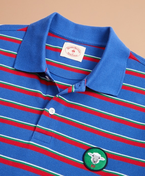 Striped Pique Patch Polo Shirt