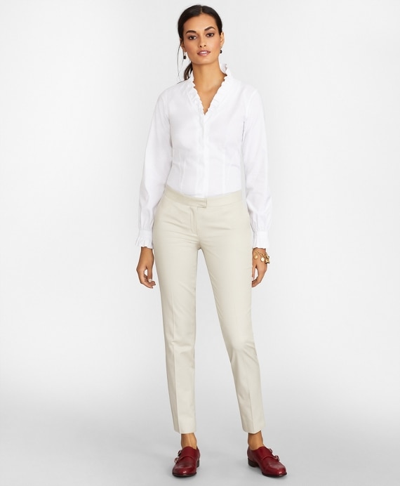 Non-Iron Stretch Supima® Cotton Ruffle Pinpoint Oxford Dress Shirt