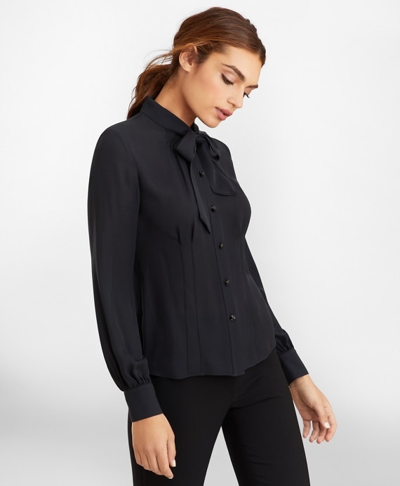 Bow-Neck Silk Georgette Blouse