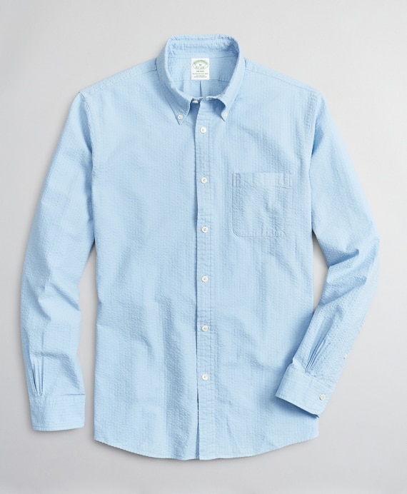 Milano Slim-Fit Sport Shirt, Garment-Dyed Seersucker
