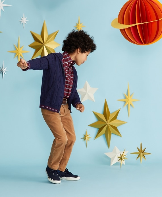 Boys Non-Iron Oxford Windowpane Sport Shirt