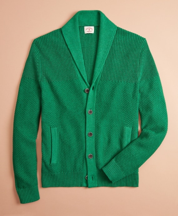 Textured Shawl-Collar Cardigan Sweater