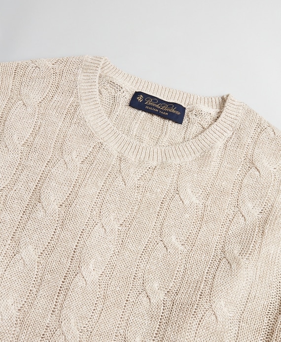 Linen Cable Crewneck Sweater