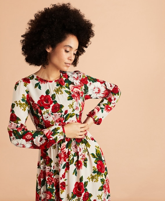 Floral-Print Crepe Maxi Dress