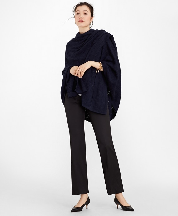 Pointelle Cable-Knit Merino Wool Ruana