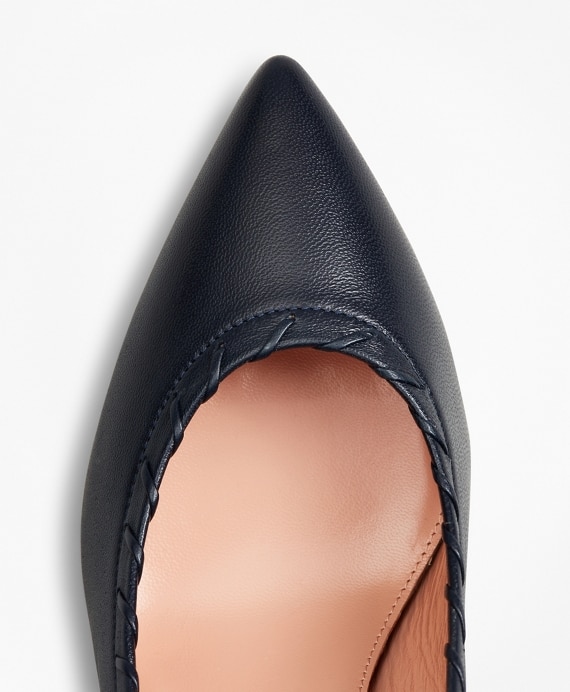 Leather Whipstitch Point-Toe Pumps