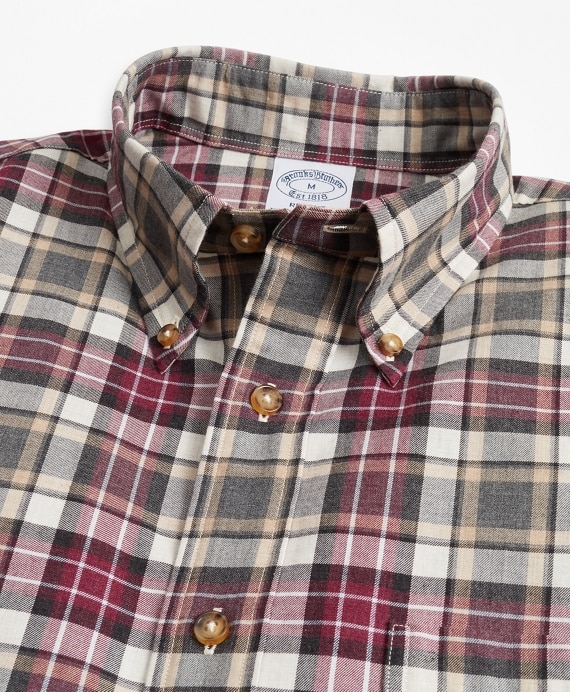 Regent Fit Multi-Plaid Brushed Flannel Sport Shirt