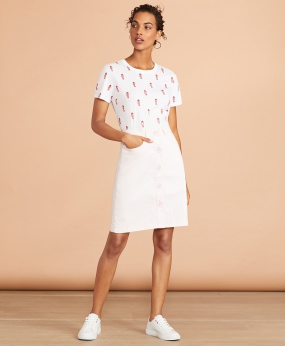 Stretch-Cotton Sateen Button-Front Skirt