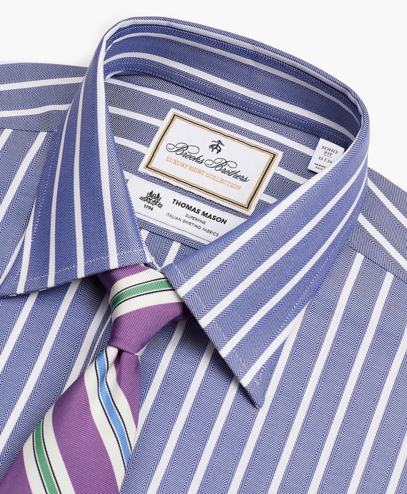 Luxury Collection Soho Extra-Slim-Fit Dress Shirt, Franklin Spread Collar Herringbone Wide Stripe