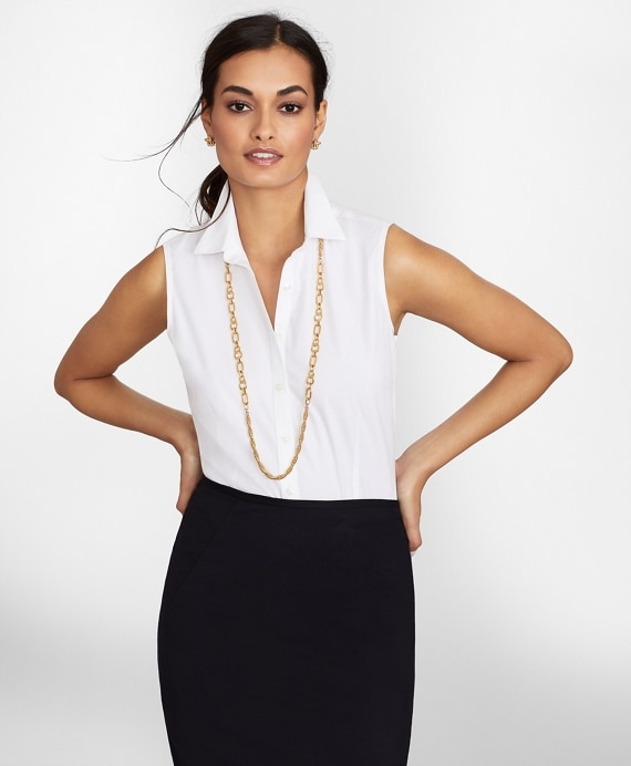 Non-Iron Stretch Supima® Cotton Fitted Sleeveless Dress Shirt