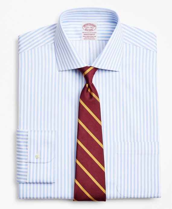 Stretch Madison Classic-Fit Dress Shirt, Non-Iron Twill English Collar Bold Stripe