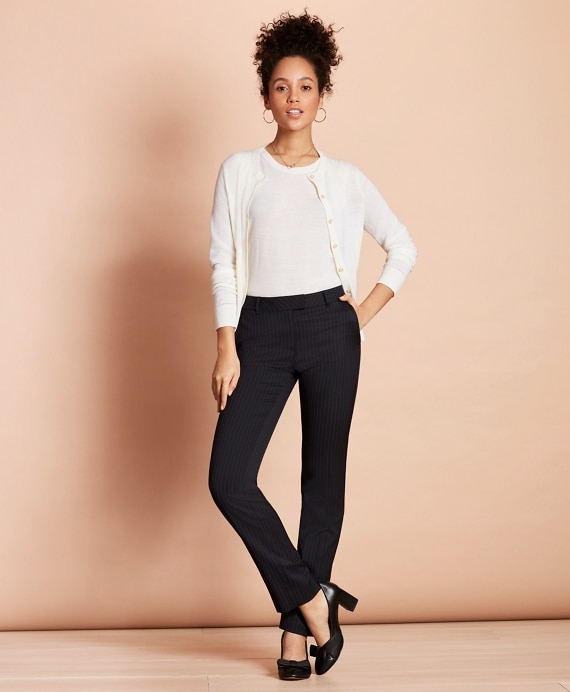 Pinstripe Stretch-Wool Tapered Trousers