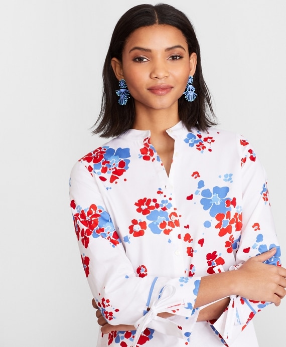Floral-Print Supima® Cotton Sateen Tunic
