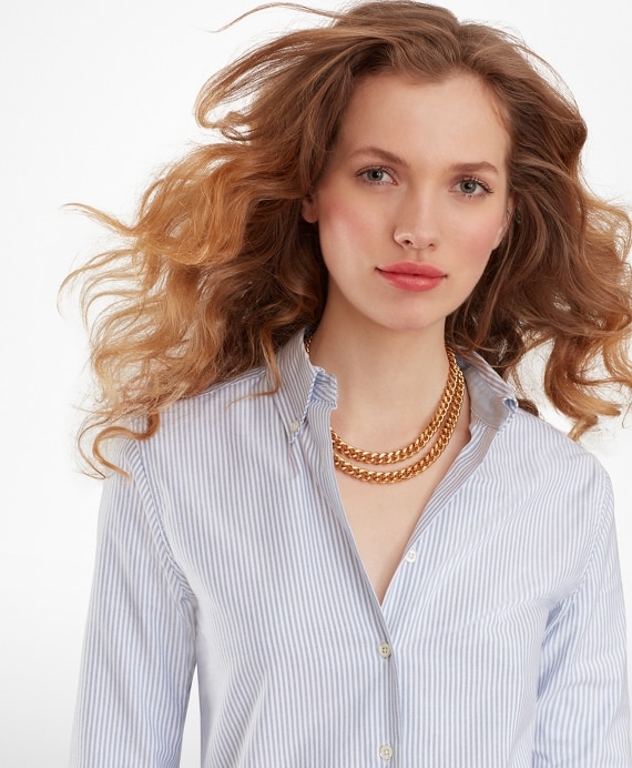 Classic-Fit Supima® Cotton Oxford Stripe Button-Down Shirt