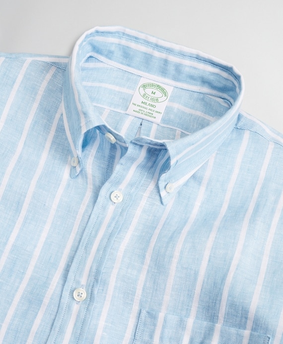Milano Slim-Fit Sport Shirt, Irish Linen Large Stripe
