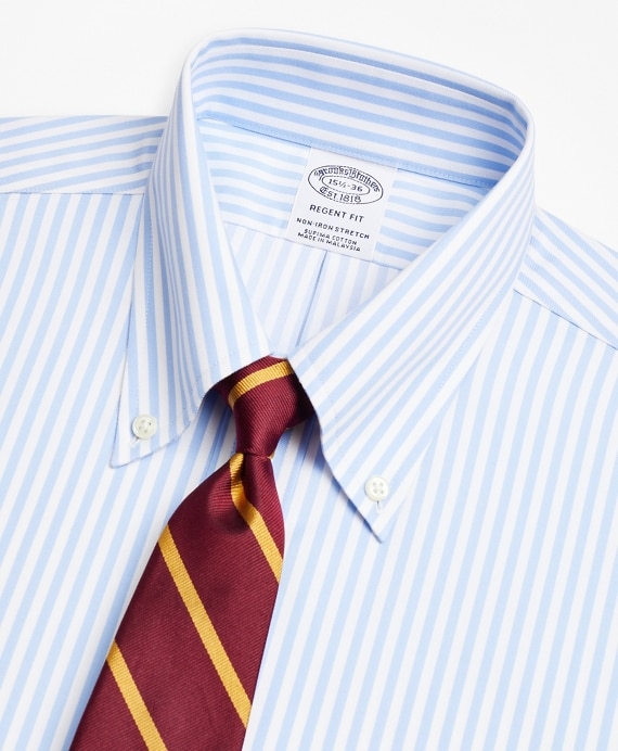 Stretch Regent Fitted Dress Shirt, Non-Iron Twill Button-Down Collar Bold Stripe