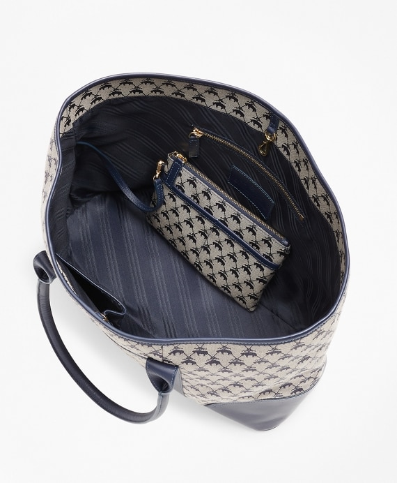 Leather-Trimmed Logo Jacquard Tote Bag