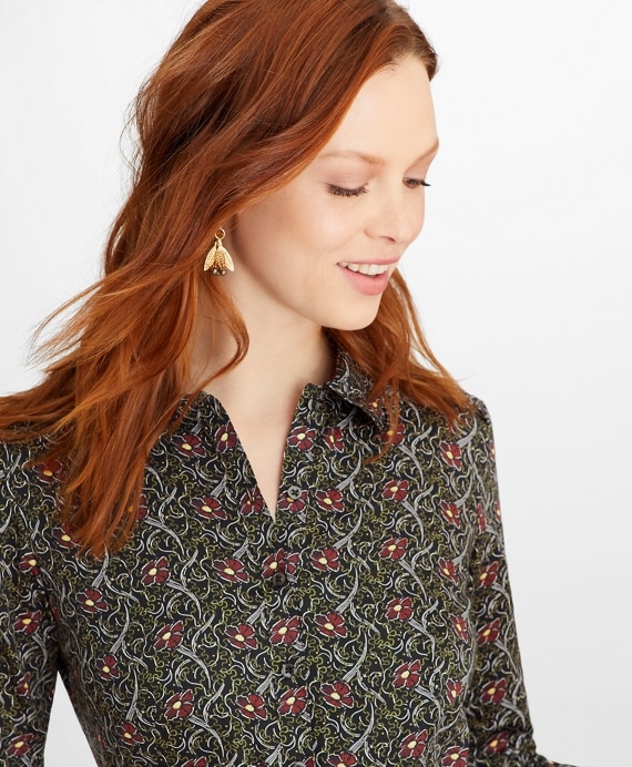 Violette-Print Cotton Sateen Shirt Dress