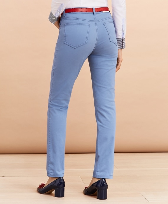 Stretch Cotton Sateen Five-Pocket Pants