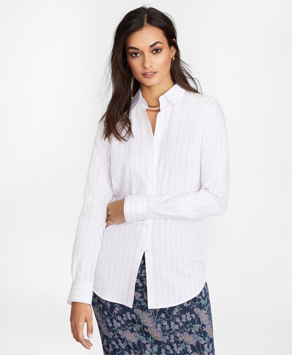 Non-Iron Striped Supima® Cotton Fitted Shirt