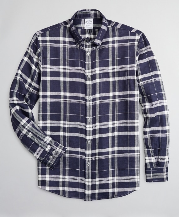 Regent Fitted Sport Shirt, Irish Linen Plaid
