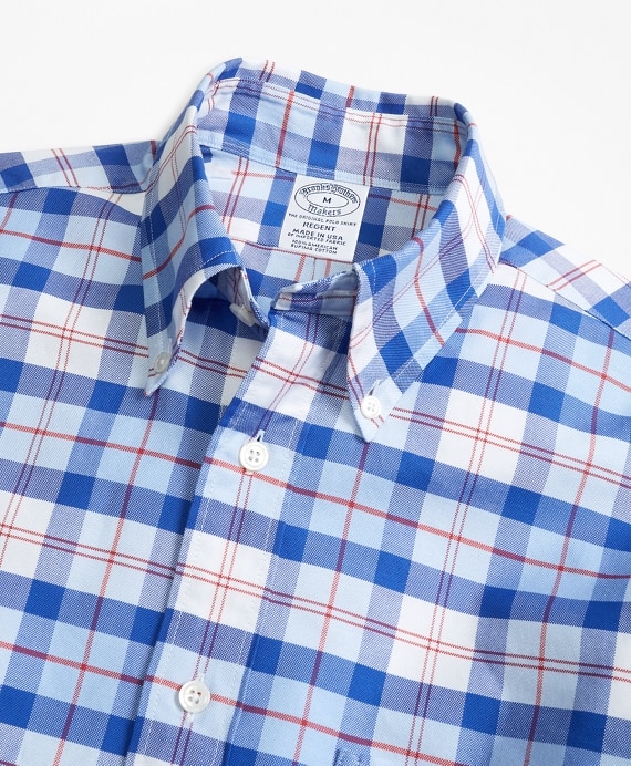 Regent Fit Oxford Blue and Red Plaid Sport Shirt