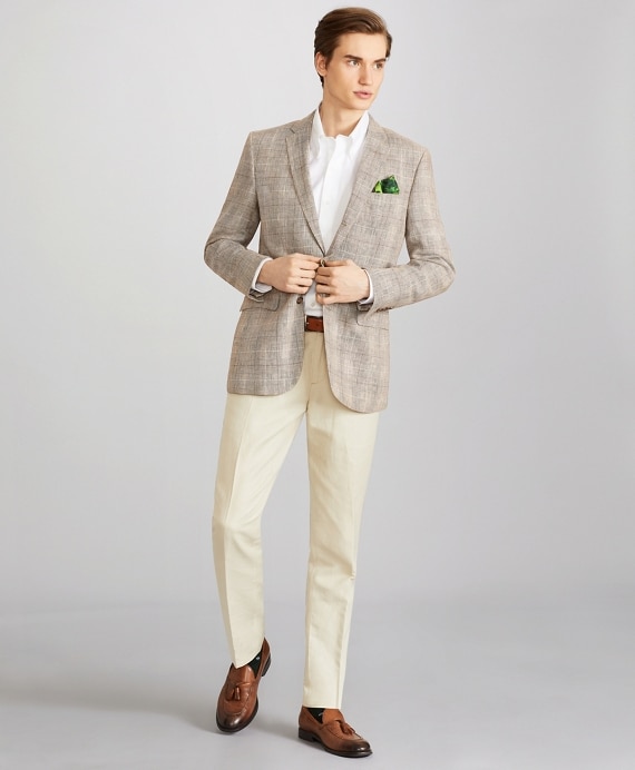 Milano Fit Three-Button Check Linen Sport Coat