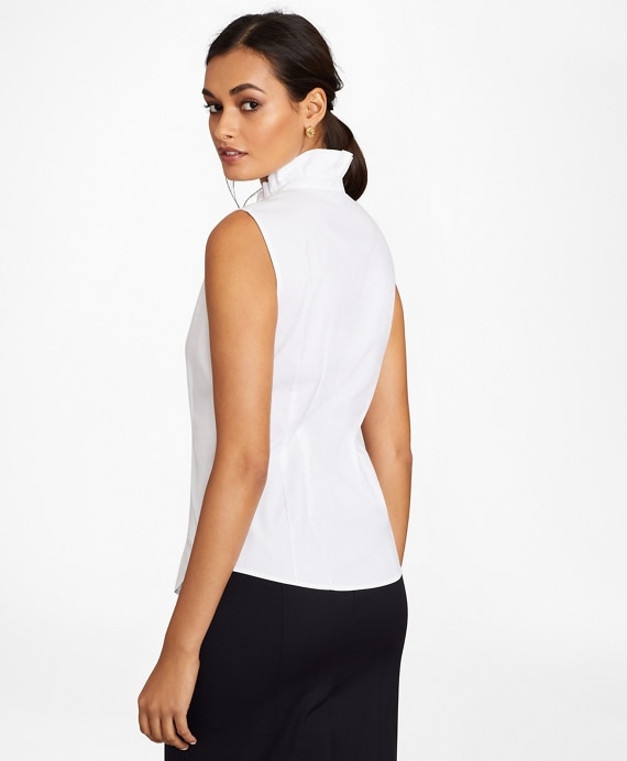 Petite Non-Iron Stretch Supima® Cotton Sleeveless Ruffled Blouse