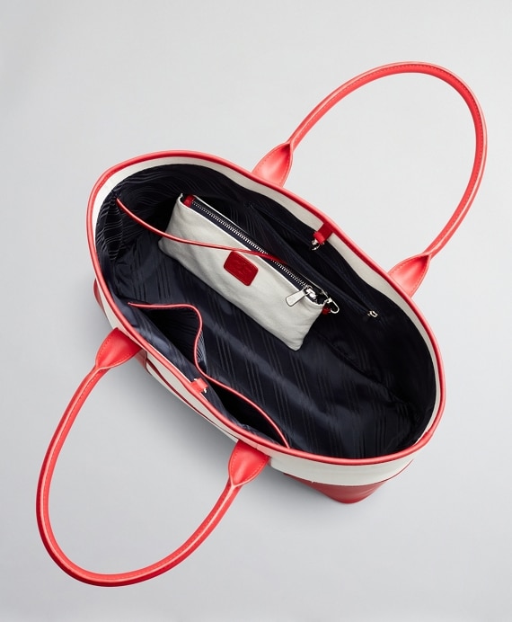 Leather-Trimmed Canvas Tote Bag