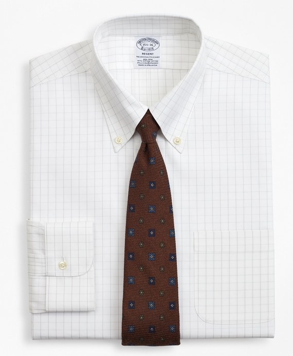 Stretch Regent Fitted Dress Shirt, Non-Iron Windowpane