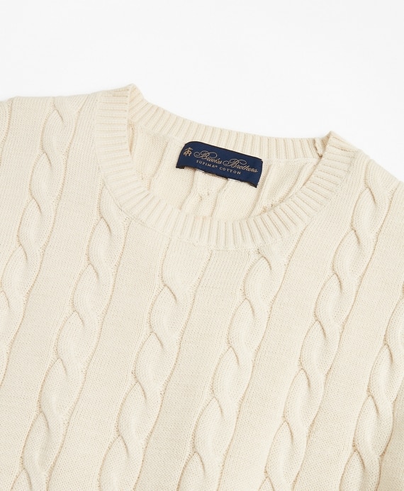 Supima® Cotton Cable Crewneck Sweater