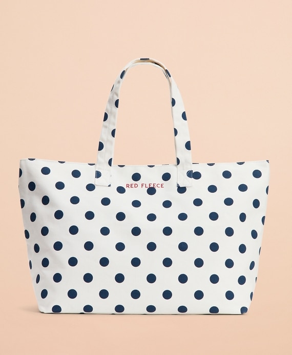 Polka-Dot Canvas Tote Bag