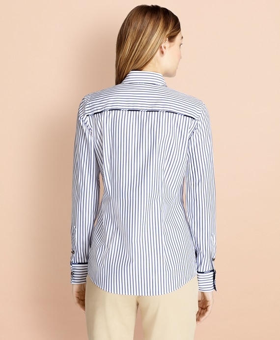 BB#1-Trimmed Nine-to-Nine Striped Stretch-Cotton Poplin Shirt