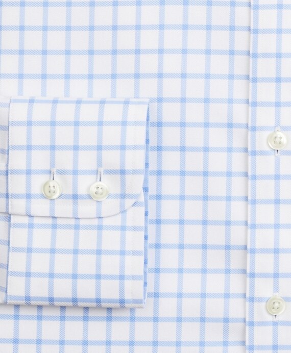 Stretch Milano Slim-Fit Dress Shirt, Non-Iron Twill Ainsley Collar Grid Check