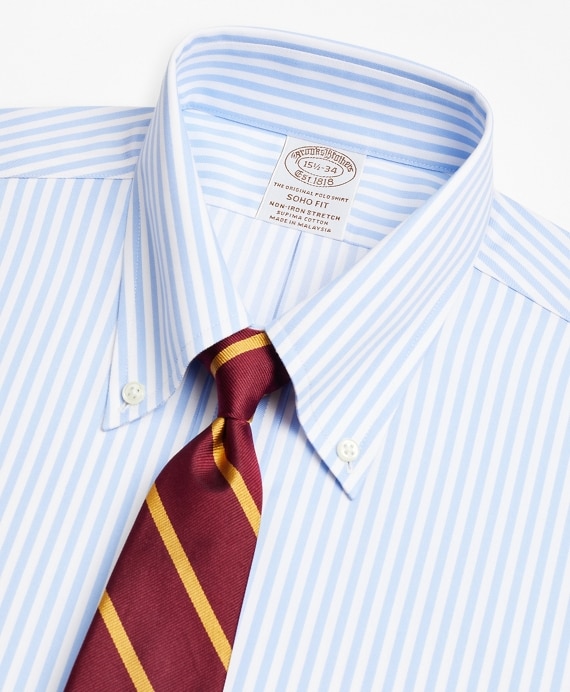 Stretch Soho Extra-Slim-Fit Dress Shirt, Non-Iron Twill Button-Down Collar Bold Stripe