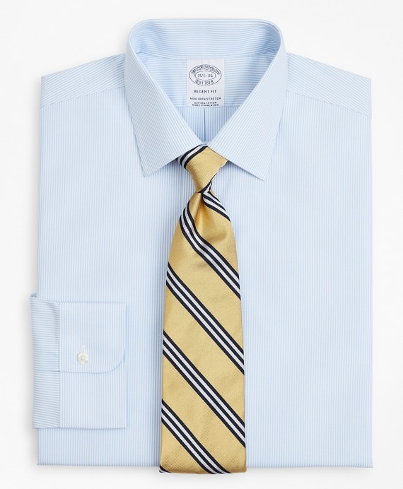 Stretch Regent Fitted Dress Shirt, Non-Iron Poplin Ainsley Collar Fine Stripe