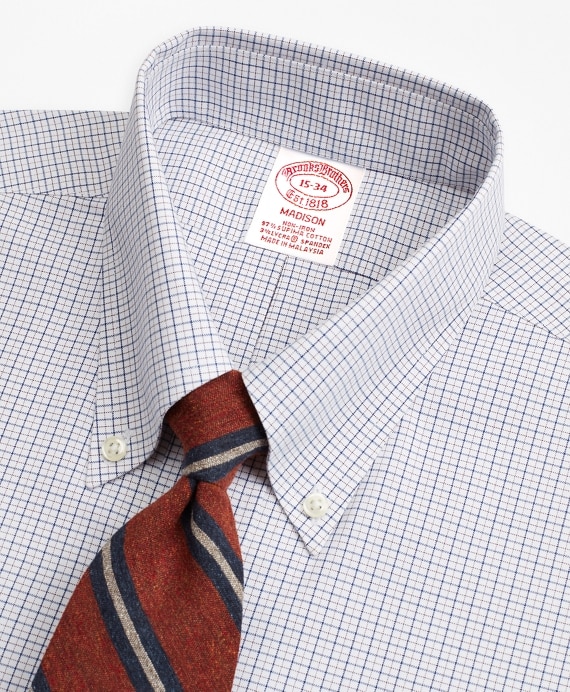 Stretch Madison Classic-Fit Dress Shirt, Non-Iron Grid Check