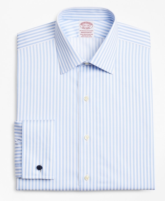 Stretch Madison Classic-Fit Dress Shirt, Non-Iron Twill Ainsley Collar French Cuff Bold Stripe
