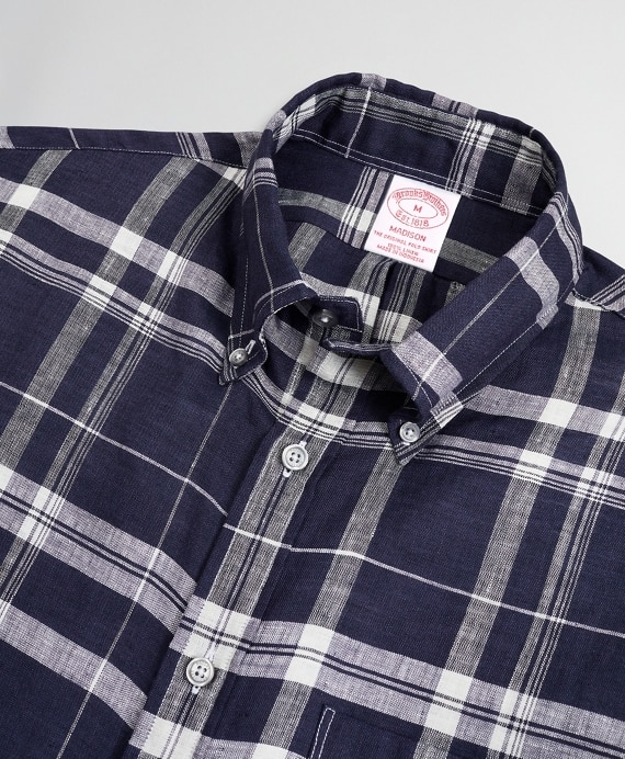 Madison Classic-Fit Sport Shirt, Irish Linen Large Plaid