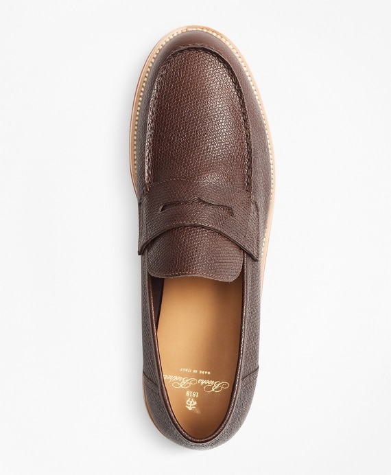 Textured Leather Penny Loafers