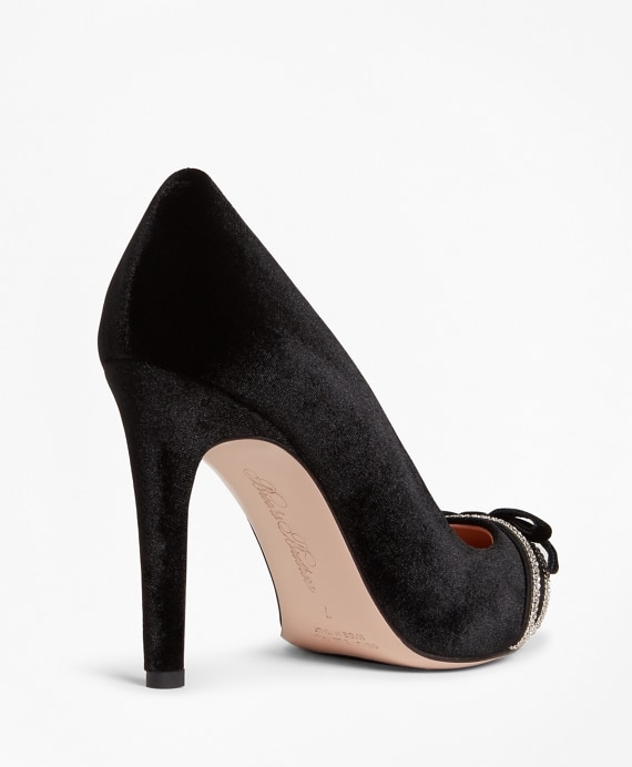 Rhinestone-Trimmed Velvet Point-Toe Pumps