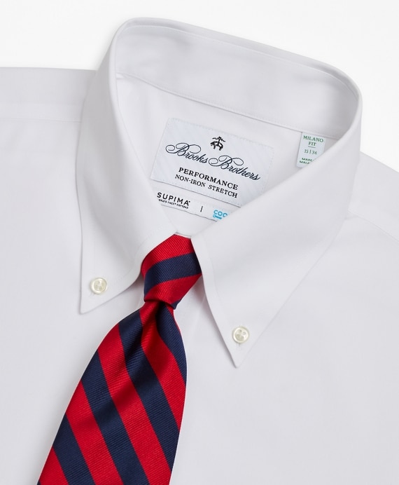 Milano Slim Fit Dress Shirt, Performance Non-Iron with COOLMAX®, Button-Down Collar Twill