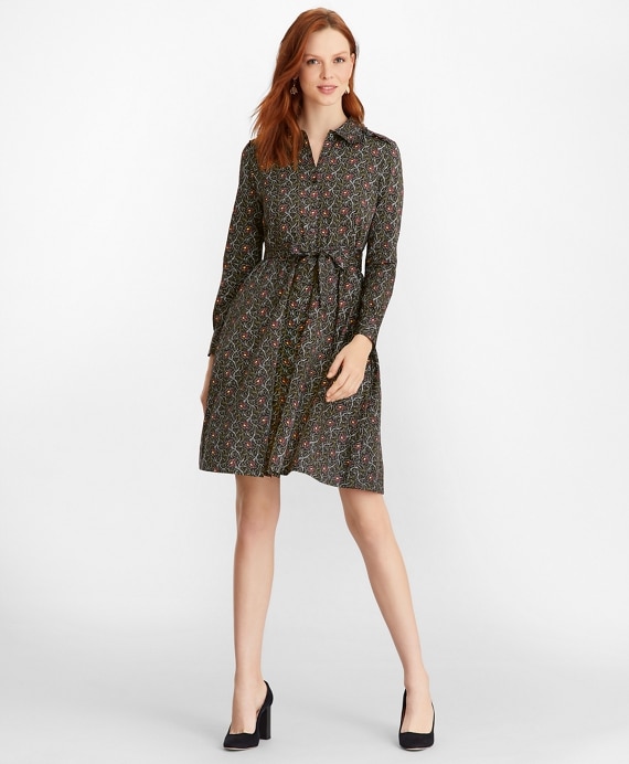 Violette-Print Cotton Sateen Shirt Dress