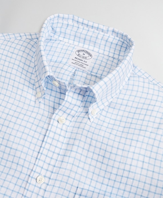 Regent Fitted Sport Shirt, Irish Linen Windowpane