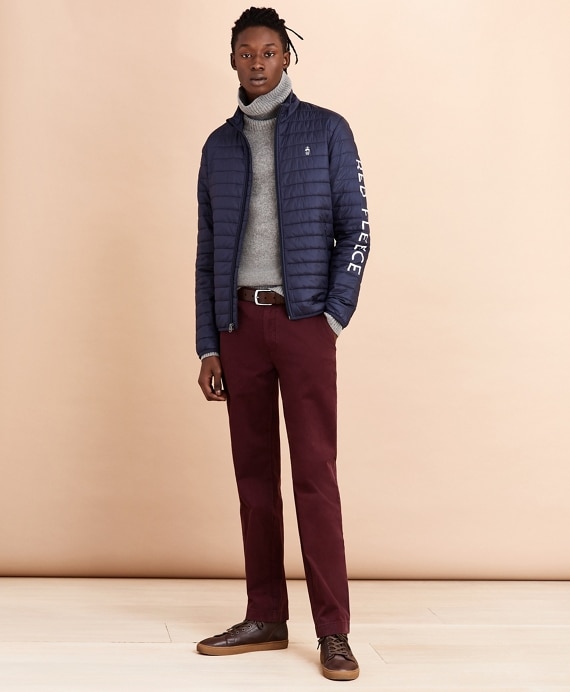 Water-Resistant Red Fleece Puffer Jacket