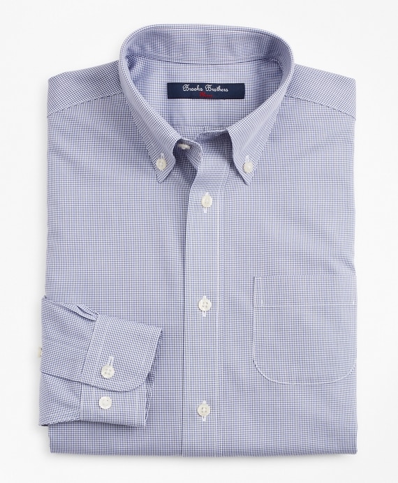 Boys Non-Iron Polo Button-Down Collar Micro-Check Dress Shirt