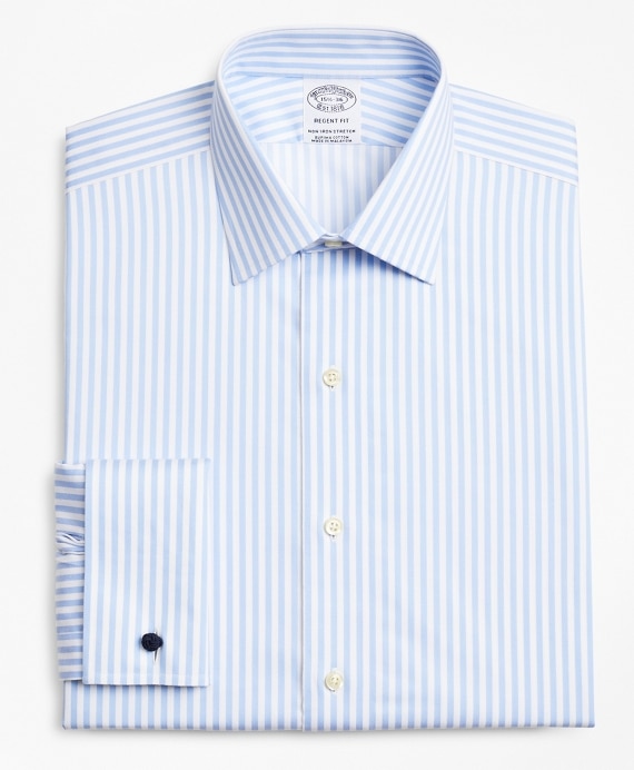 Stretch Regent Fitted Dress Shirt, Non-Iron Twill Ainsley Collar French Cuff Bold Stripe