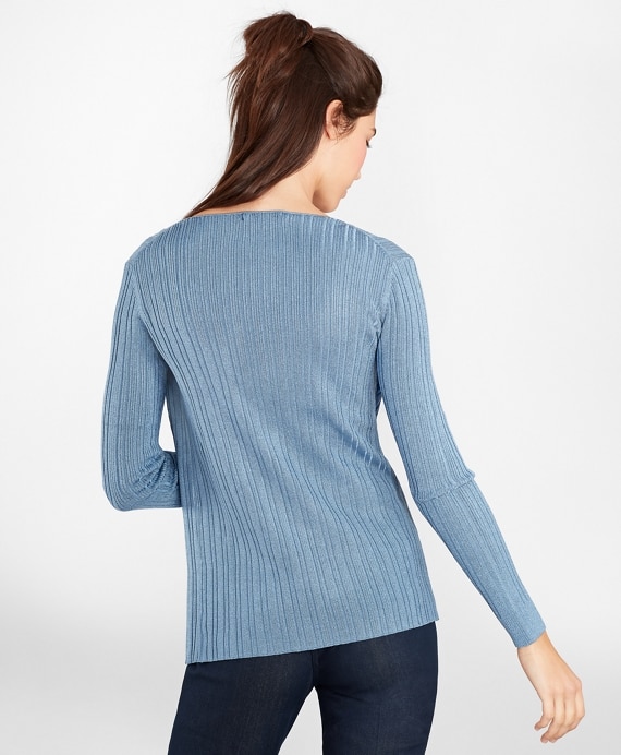 Metallic Rib-Knit Cardigan